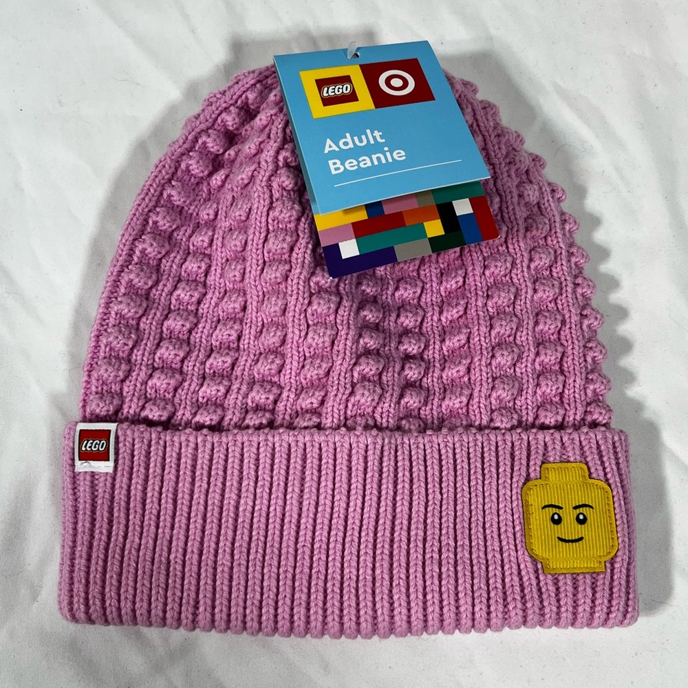 New Adult Beanie LEGO Minifigure Patch Hat LEGO Collection x Target Pink Winter.